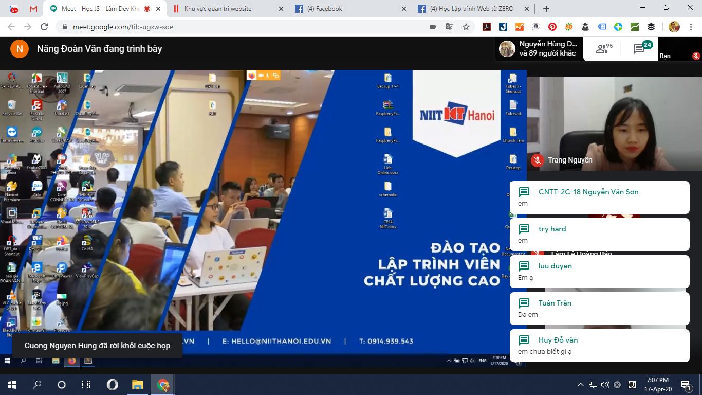 Học JS- Làm Dev Khét với NIIT-ICT Hà Nội thời Corona