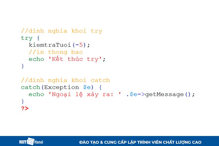 Sử dụng khối Try ... Catch để xử lý ngoại lệ trong PHP