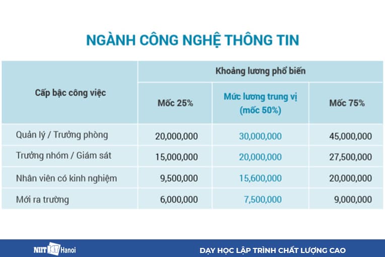 Báo cáo thống kê lương Ngành CNTT năm 2019 của VietnamWorks