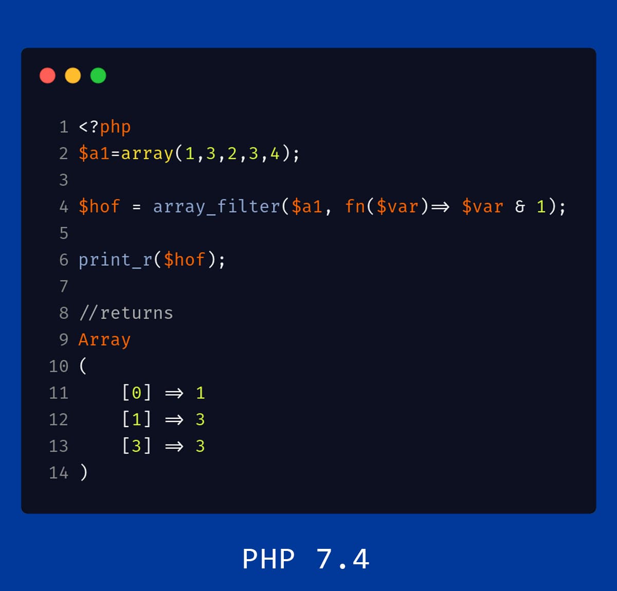 Sử dụng array_filter trong PHP 7.4 với arrow function