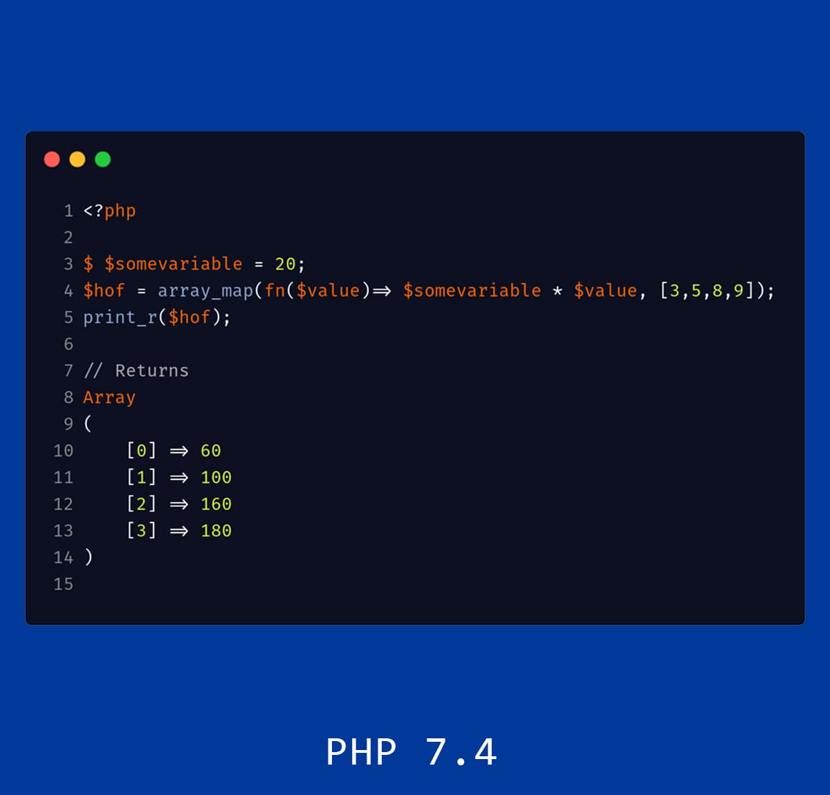 Sử dụng array_map trong PHP 7.4 với arrow function