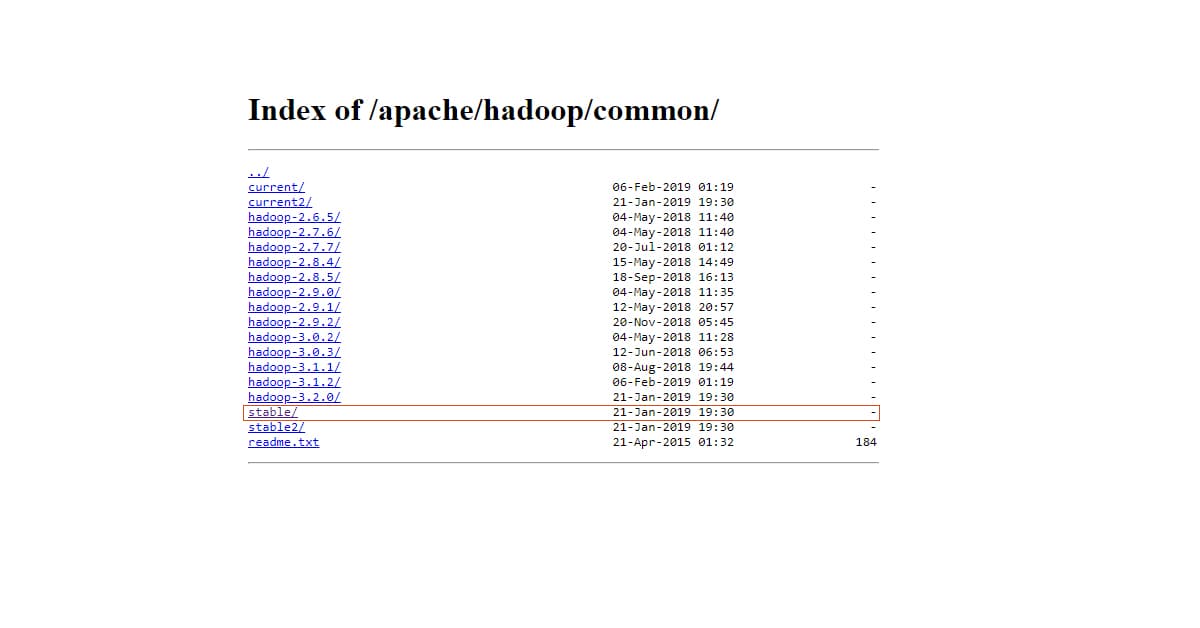 Hướng dẫn tải Hadoop - Chọn Stable