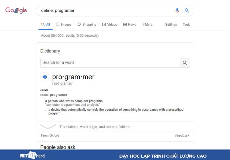 Sử dụng "define:" để tìm kiếm định nghĩa Tiếng Anh trên Google