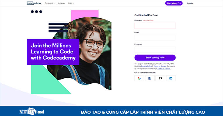 Trang web hướng dẫn lập trình Java: Codeacademy