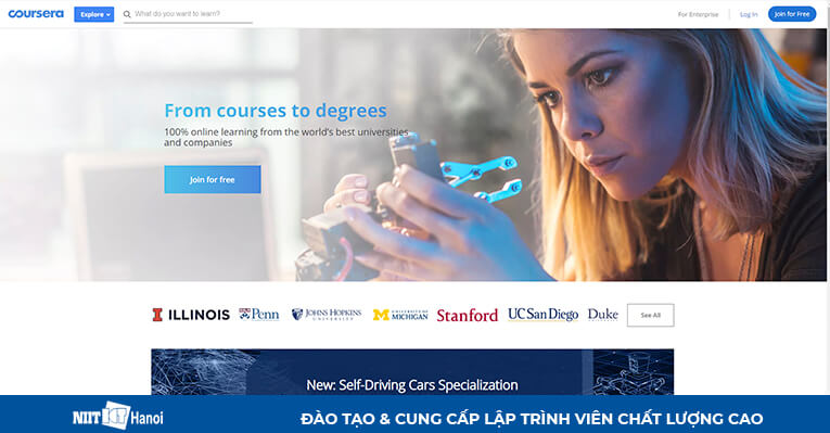 Trang web hướng dẫn lập trình Java: Coursera