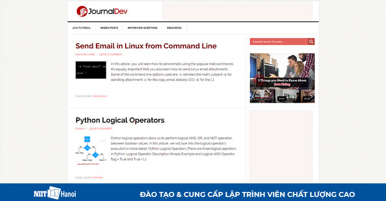 Trang web hướng dẫn lập trình Java: JournalDev