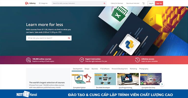 Trang web hướng dẫn lập trình Java: Udemy