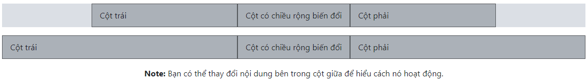 Cột biến đổi trong Bootstrap