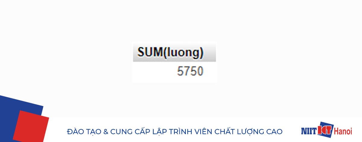 Ví dụ sử dụng hàm tính tổng SUM trong truy vấn SQL