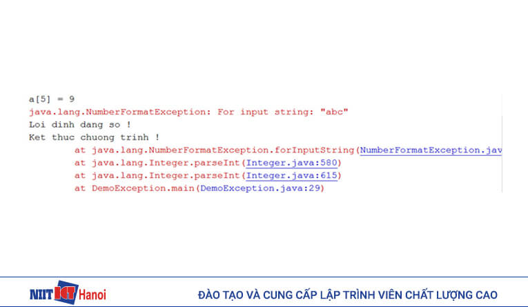 Ngoại lệ thuộc kiểu NumberFormatException