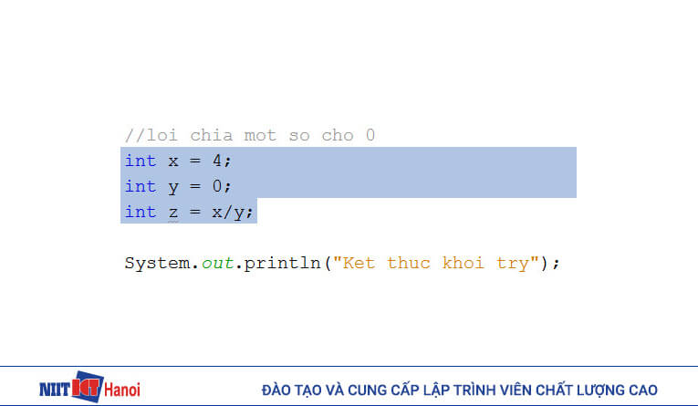 Thực hiện phép chia cho số 0