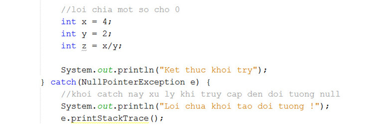 Hướng dẫn xử lý ngoại lệ (exception) trong Java 2