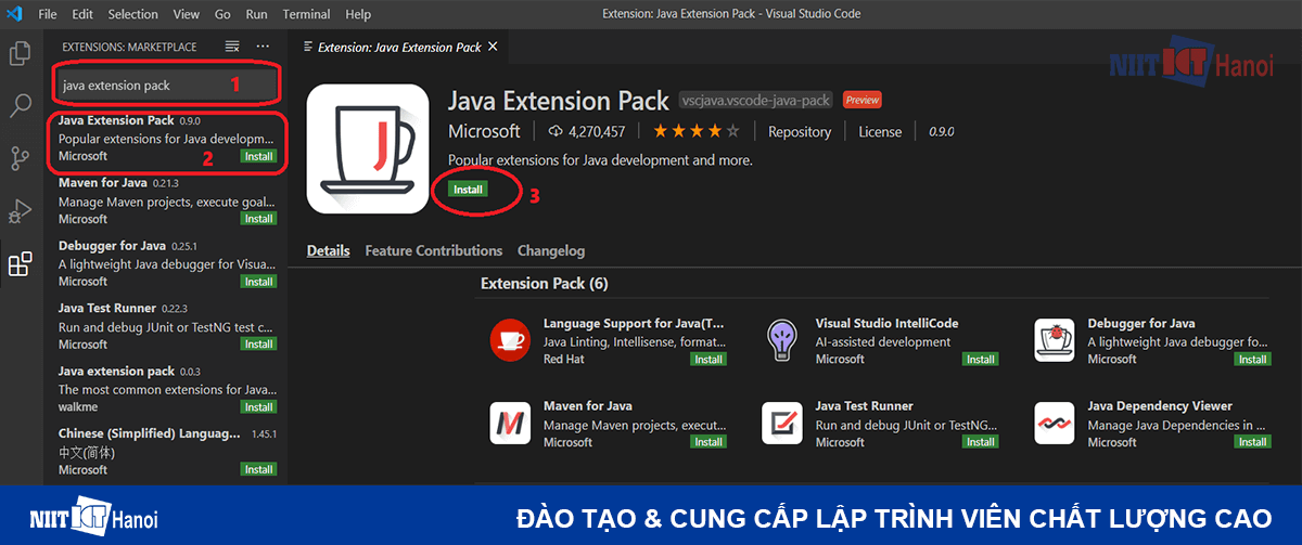 Các bước cài đặt Extension trên Visual Studio Code