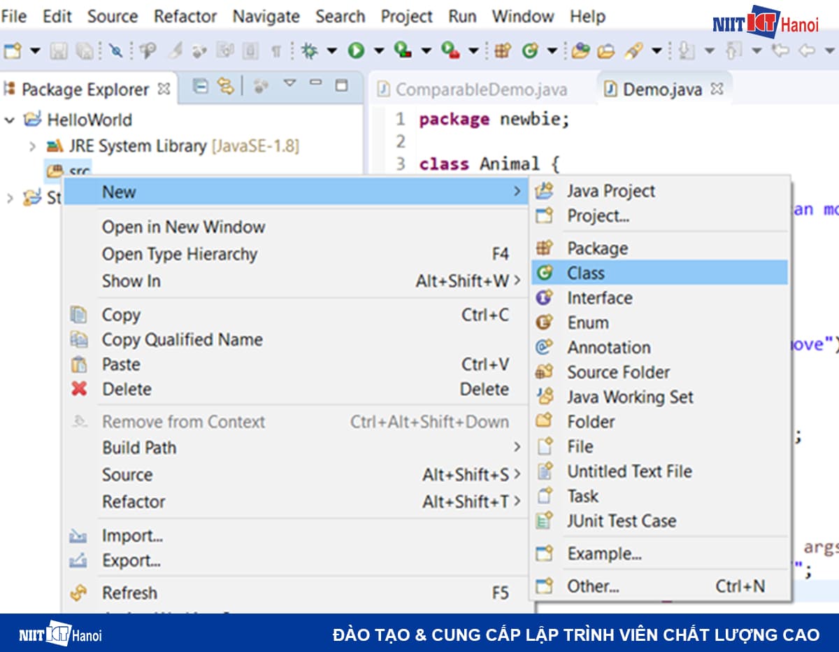 Các bước tạo một chương trình Java (Class Java)