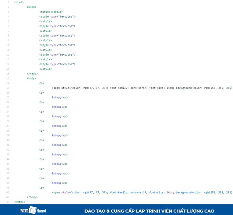 Đoạn code được sinh tự động bằng công cụ WYSIWYG