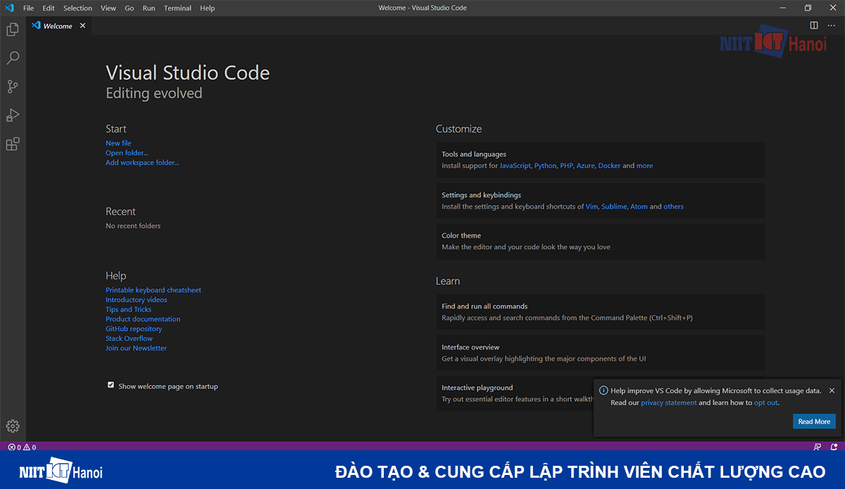 Giao diện trình soạn thảo Visual Studio Code