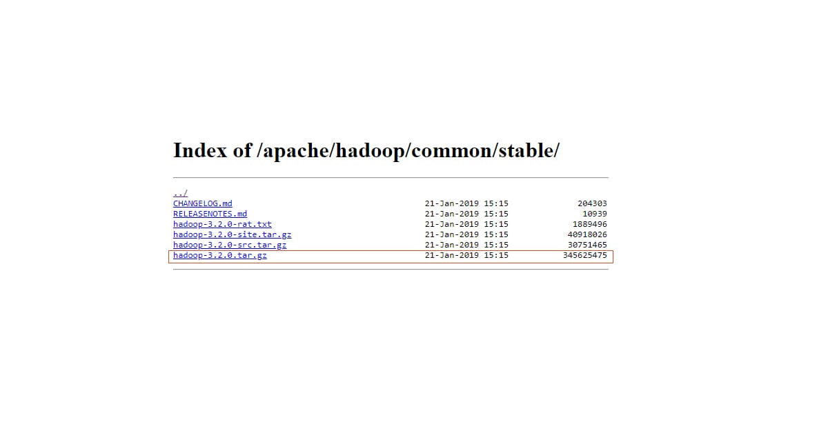 Hướng dẫn tải Hadoop - Chọn phiên bản tar.gz