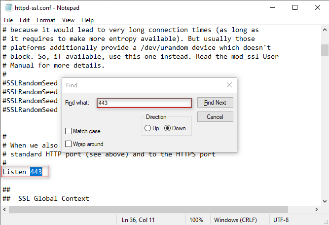 Thay đổi SSL Port trong Xampp (2)