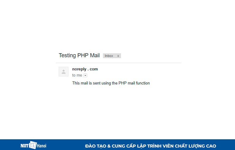 Kết quả sau gửi thử email bằng hàm mail()